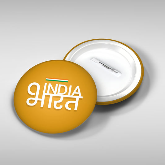 India Bharat Round Badge | Luv My India Badges | 4x4 CM Patriotic Pin Button Badges | Pack of 5