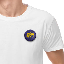 India Bharat Round Badge | Luv My India Badges | 4x4 CM Patriotic Pin Button Blue Badges | Pack of 5