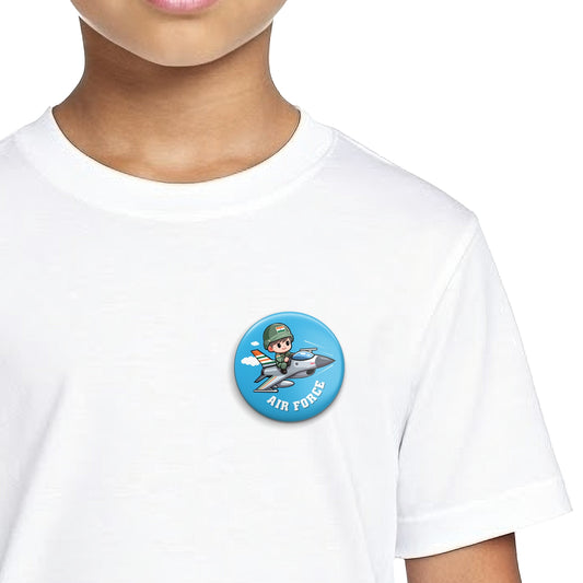 Indian Air Force Round Badge | Luv My India Kids’ Badges | 4x4 CM Patriotic Pin Button Badges | Pack of 5