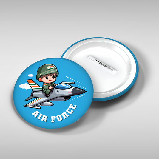 Indian Air Force Round Badge | Luv My India Kids’ Badges | 4x4 CM Patriotic Pin Button Badges | Pack of 5