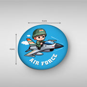 Indian Air Force Round Badge | Luv My India Kids’ Badges | 4x4 CM Patriotic Pin Button Badges | Pack of 5