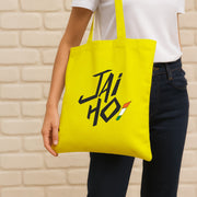 Jai Ho | Patriotic Cotton Canvas Tote Bag | Luv My India Spacious 14x13.5 Inch Multipurpose Carry-All