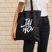 Jai Ho | Patriotic Cotton Canvas Tote Bag | Luv My India Spacious 14x13.5 Inch Multipurpose Carry-All