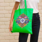 National Symbols | Patriotic Cotton Canvas Tote Bag | Luv My India Spacious 14x13.5 Inch Multipurpose Carry-All