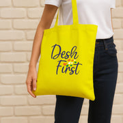 Desh First | Patriotic Cotton Canvas Tote Bag | Luv My India Spacious 14x13.5 Inch Multipurpose Carry-All