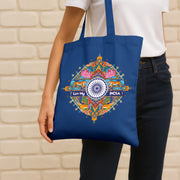 National Symbols | Patriotic Cotton Canvas Tote Bag | Luv My India Spacious 14x13.5 Inch Multipurpose Carry-All
