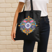 National Symbols | Patriotic Cotton Canvas Tote Bag | Luv My India Spacious 14x13.5 Inch Multipurpose Carry-All