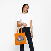 National Symbols | Patriotic Cotton Canvas Tote Bag | Luv My India Spacious 14x13.5 Inch Multipurpose Carry-All