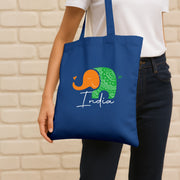 Tiranga Elephant | Patriotic Cotton Canvas Tote Bag | Luv My India Spacious 14x13.5 Inch Multipurpose Carry-All