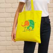 Tiranga Elephant | Patriotic Cotton Canvas Tote Bag | Luv My India Spacious 14x13.5 Inch Multipurpose Carry-All