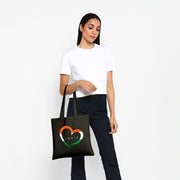 Love India | Patriotic Cotton Canvas Tote Bag | Luv My India Spacious 14x13.5 Inch Multipurpose Carry-All