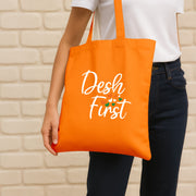 Desh First | Patriotic Cotton Canvas Tote Bag | Luv My India Spacious 14x13.5 Inch Multipurpose Carry-All