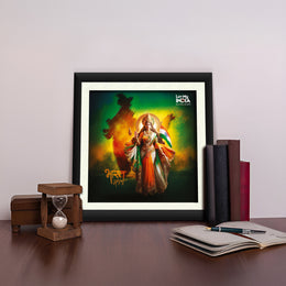 Bharat Mata Patriotic Frame For Wall Decor | Luv My India 16x16 Inches Black Wall Frame