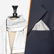 His & Her Set | Devnagri Bharat Design | Luv My India Premium Pocket Square And Scarf Combo | Digital Print Patriotic Combo | 33x33 CM Bemberg Silk Pocket Square | 150x45 CM Bemberg Silk Scarf