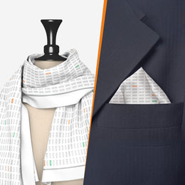 His & Her Set | Devnagri Bharat Design | Luv My India Premium Pocket Square And Scarf Combo | Digital Print Patriotic Combo | 33x33 CM Bemberg Silk Pocket Square | 150x45 CM Bemberg Silk Scarf