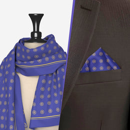 His & Her Set | Ashok Chakra Design | Luv My India Premium Pocket Square And Scarf Combo | Digital Print Patriotic Combo | 33x33 CM Bemberg Vegan Silk Pocket Square | 150x45 CM Bemberg Vegan Silk Scarf