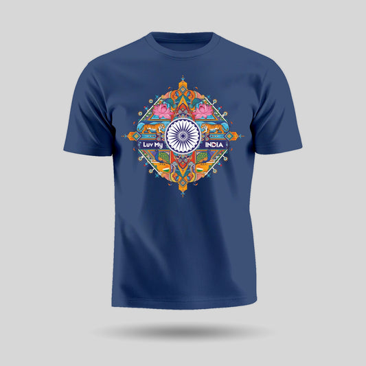 National Symbols | Round Neck Unisex T-Shirt | Pure Cotton Luv My India Fashion | Patriotic T-Shirt