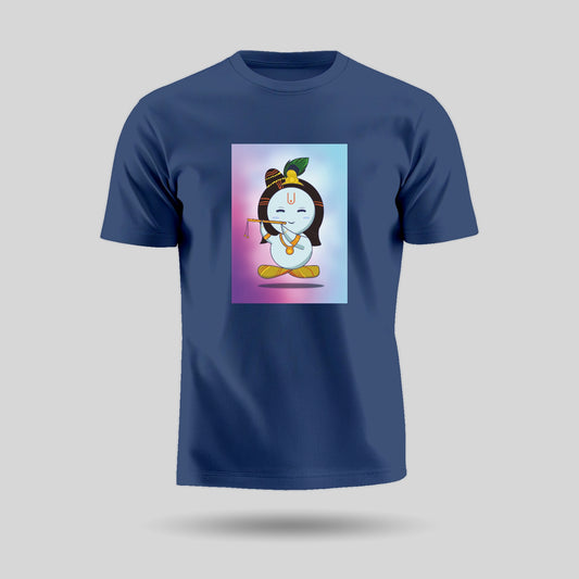 Lord Krishna | Round Neck Unisex T-Shirt | Pure Cotton Luv My India Fashion | Shri Krishna Spiritual T-Shirt