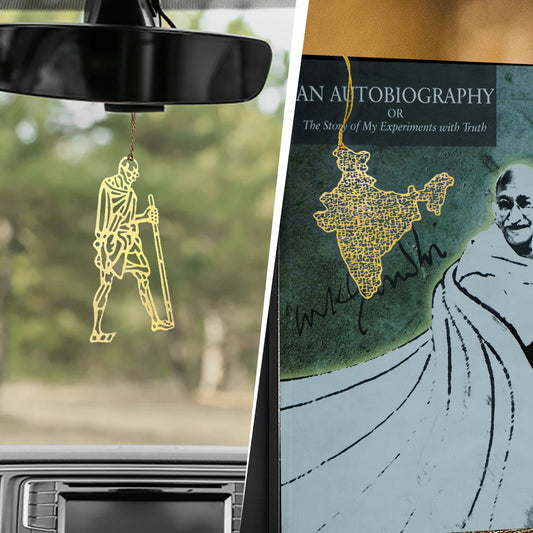 Patriotic Bookmark Set | Luv My India Bookmarks | 1.5x3 Inch Mahatma Gandhi Bookmark | 3x3 Inch India Map Bookmark | Brass Bookmarks | Curated Pack Of 2