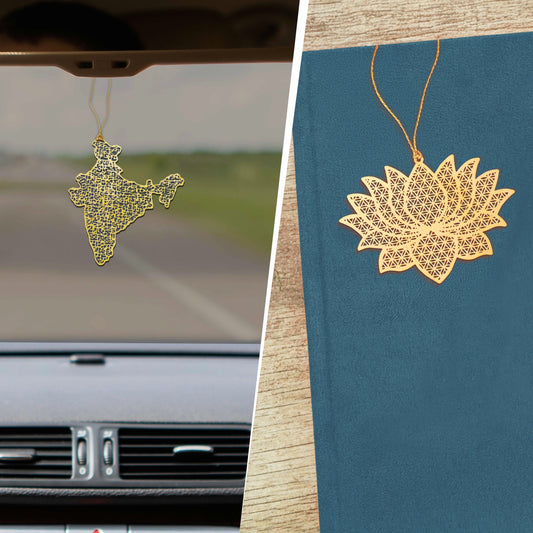 Patriotic Bookmark Set | Luv My India Bookmarks | 3x3 Inch India Map Bookmark | 3x2 Inch Lotus Bookmark | Brass Bookmarks | Curated Pack Of 2