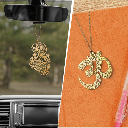 Patriotic Bookmark Set | Luv My India Bookmarks | 2x3 Inch Peacock Bookmark | 3x3 Inch Om Bookmark | Brass Bookmarks | Curated Pack Of 2