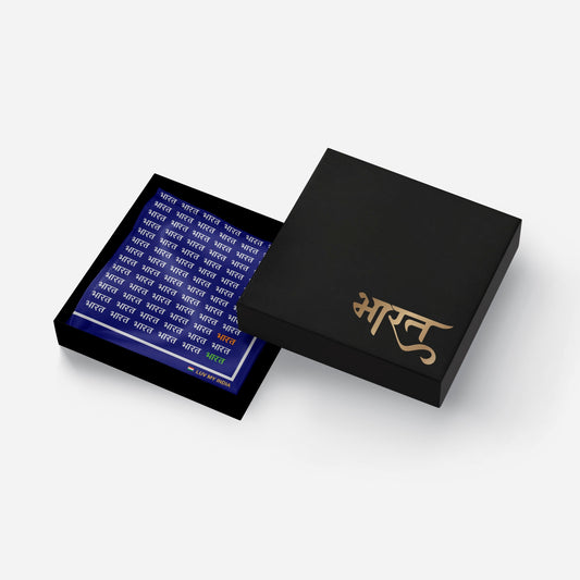 Bharat Design Blue Scarf | Luv My India Bemberg Vegan Silk Scarf | Digital Print 150x45 CM Patriotic Scarf