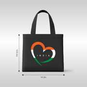 Love India | Patriotic Cotton Canvas Tote Bag | Luv My India Spacious 14x13.5 Inch Multipurpose Carry-All