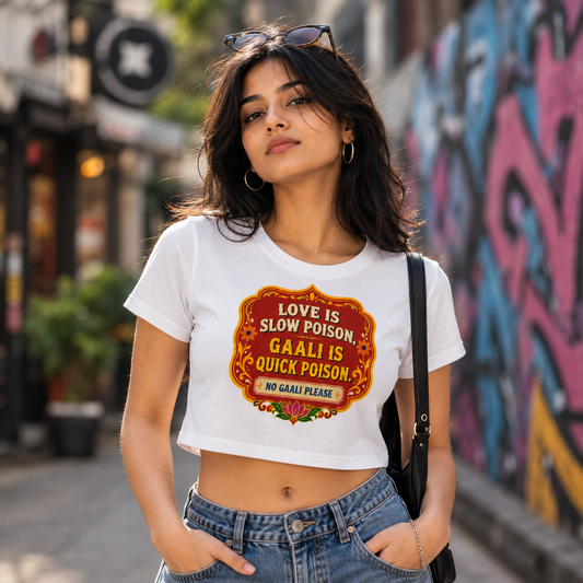 Gaali Is Quick Poison | Women’s Crop Top T-Shirt | Pure Cotton