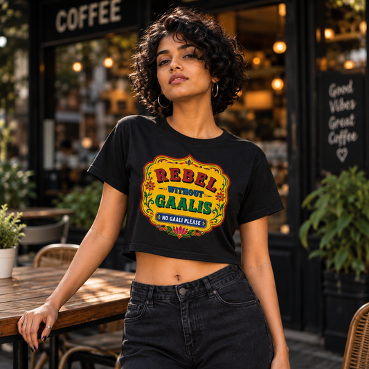 Rebel Without Gaalis | Women’s Crop Top T-Shirt | Pure Cotton