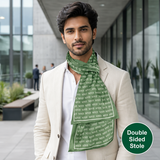 Bharat Modal Silk Stole | Unisex  | Green | Dual Side Print