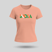 India In Tricolour | Round Neck Women’s T-Shirt | Pure Cotton Luv My India Fashion | Patriotic T-Shirt