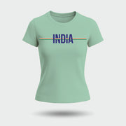 India | Round Neck Women’s T-Shirt | Pure Cotton Luv My India Fashion | Tiranga / Tricolour Patriotic T-Shirt