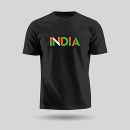 India In Tricolour | Round Neck Unisex T-Shirt | Pure Cotton Luv My India Fashion | Patriotic T-Shirt