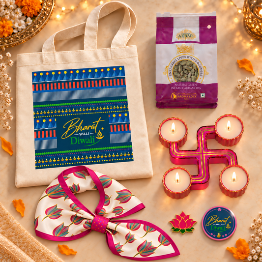 Bharat Wali Diwali Lotus Bloom Loop Neck Scarf Festive Hamper