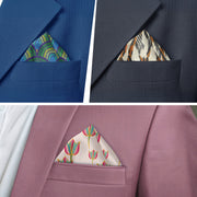 Luv My India Patriotic Pocket Square Combo | National Symbols | Tiger Stripes Design | Lotus Motifs Design | Peacock Feathers Design | 33x33 CM Pocket Squares Set
