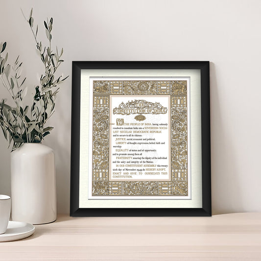 Constitution Of India Patriotic Frame For Decor | Luv My India 14x16 Inches Black Frame