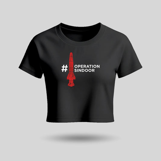 Operation Sindoor | Round Neck Women’s Crop Top T-Shirt | Pure Cotton Luv My India Fashion | Patriotic T-Shirt