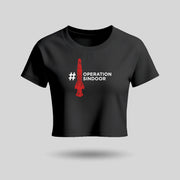 Operation Sindoor | Round Neck Women’s Crop Top T-Shirt | Pure Cotton Luv My India Fashion | Patriotic T-Shirt