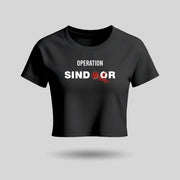 Operation Sindoor Design | Round Neck Women’s Crop Top T-Shirt | Pure Cotton Luv My India Fashion | Patriotic T-Shirt