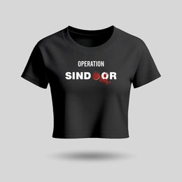 Operation Sindoor Design | Round Neck Women’s Crop Top T-Shirt | Pure Cotton Luv My India Fashion | Patriotic T-Shirt