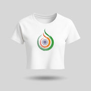 Tiranga Themed | Round Neck Women’s Crop Top T-Shirt | Pure Cotton Luv My India Fashion | Patriotic T-Shirt