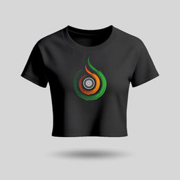 Tiranga Themed | Round Neck Women’s Crop Top T-Shirt | Pure Cotton Luv My India Fashion | Patriotic T-Shirt