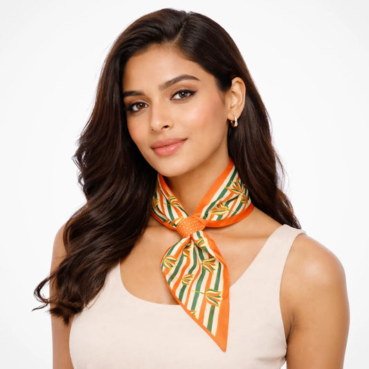 Tricolour Lotus | Loop Neck Scarf for Women | Premium Bemberg Silk