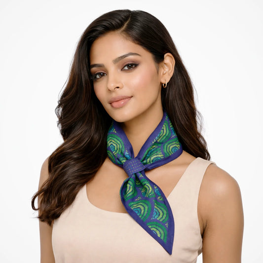 Peacock Grace | Loop Neck Scarf for Women | Premium Bemberg Silk