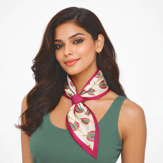 Lotus Bloom | Loop Neck Scarf for Women | Premium Bemberg Silk