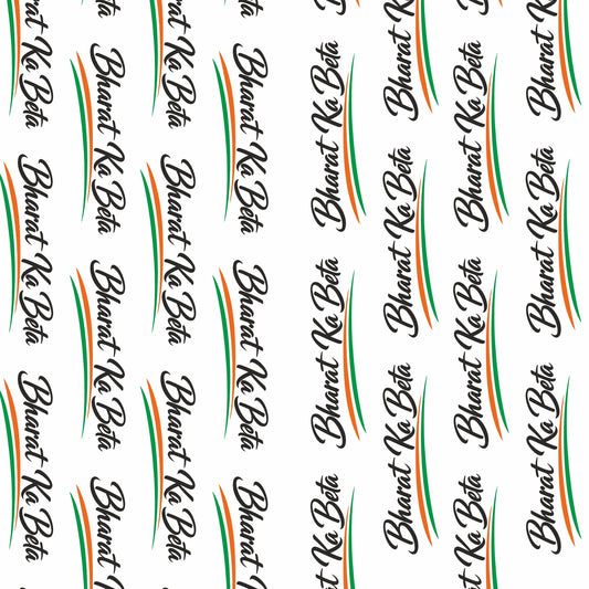 Bharat Ka Beta Modal Silk Stole | Unisex | White & Saffron | Dual Side Print