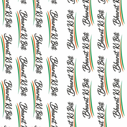 Bharat Ki Beti Modal Silk Stole | White & Saffron | Dual Side Print