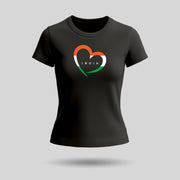 Love India | Round Neck Women’s T-Shirt | Pure Cotton Luv My India Fashion | Tiranga / Tricolour Patriotic T-Shirt