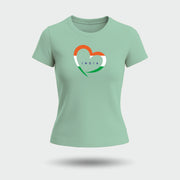 Love India | Round Neck Women’s T-Shirt | Pure Cotton Luv My India Fashion | Tiranga / Tricolour Patriotic T-Shirt