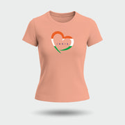 Love India | Round Neck Women’s T-Shirt | Pure Cotton Luv My India Fashion | Tiranga / Tricolour Patriotic T-Shirt